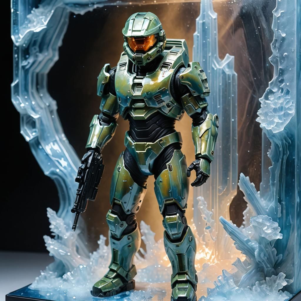 Enameled Glass Figurines of halo master chief 117