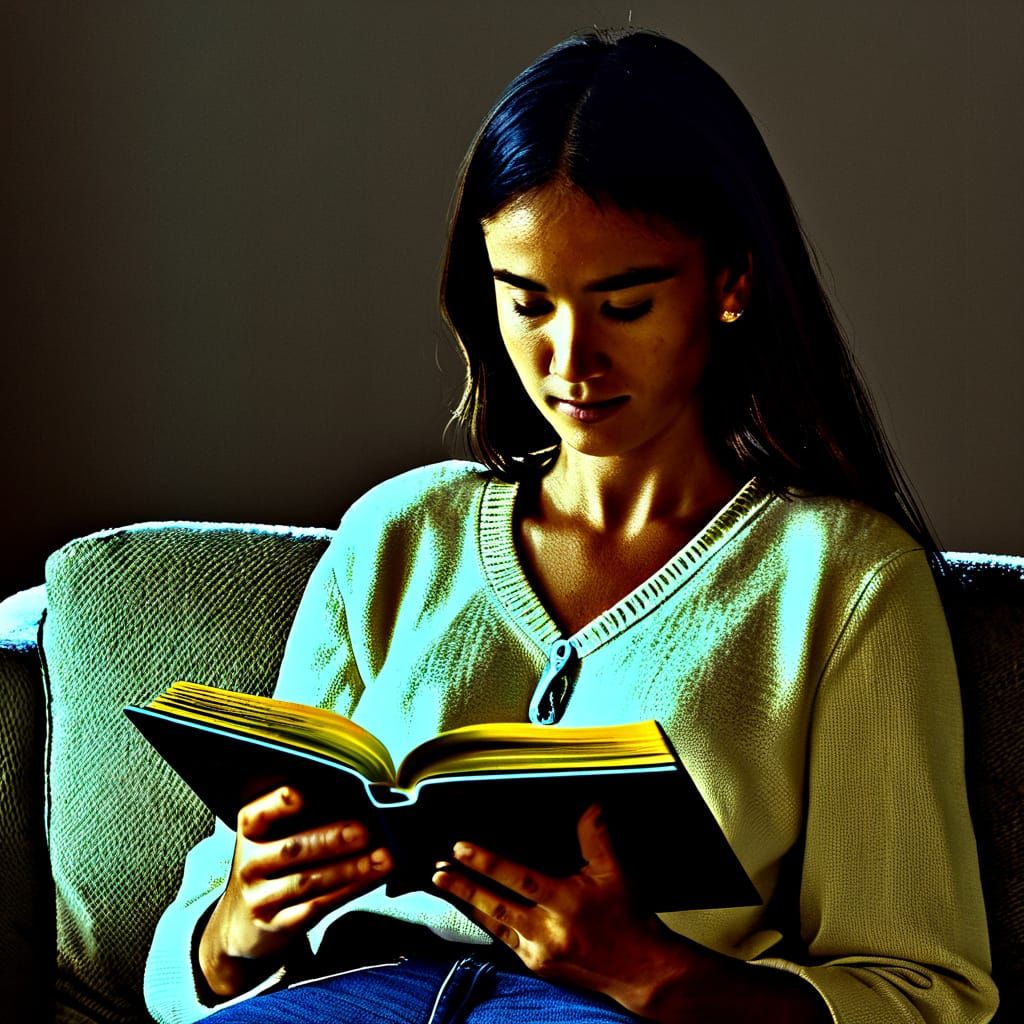 Intense Film Still of a Studious Girl