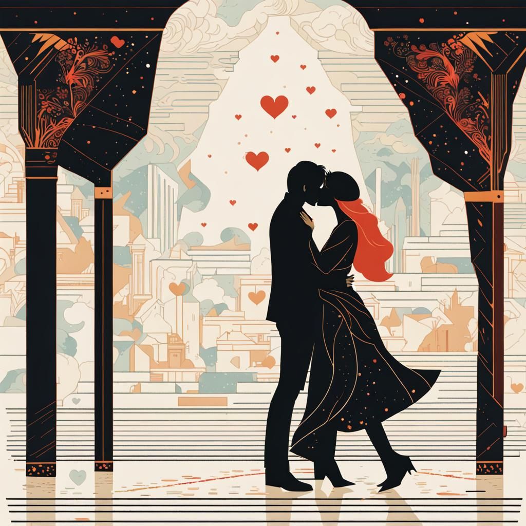 Lovers Kissing: Romantic Realism Art