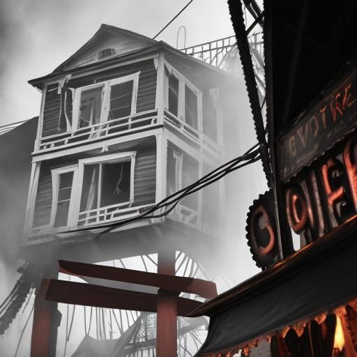 Lovecraftian Carnival Ride in Black and White