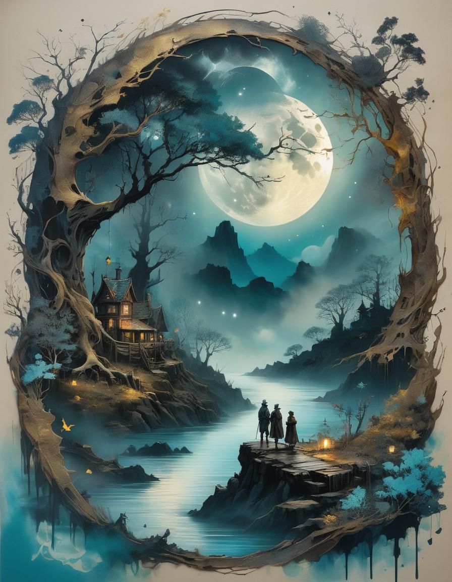 Mystical Lady by Swampy River: Vintage Color Print