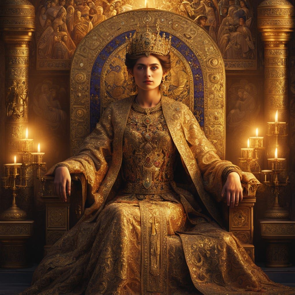 Byzantine Empress Portrait in Mosaic Style