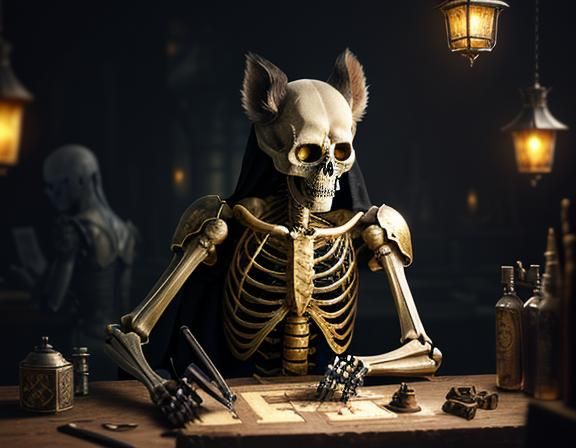 Furry Skeleton Bone Repair: Dark Fantasy Concept Art