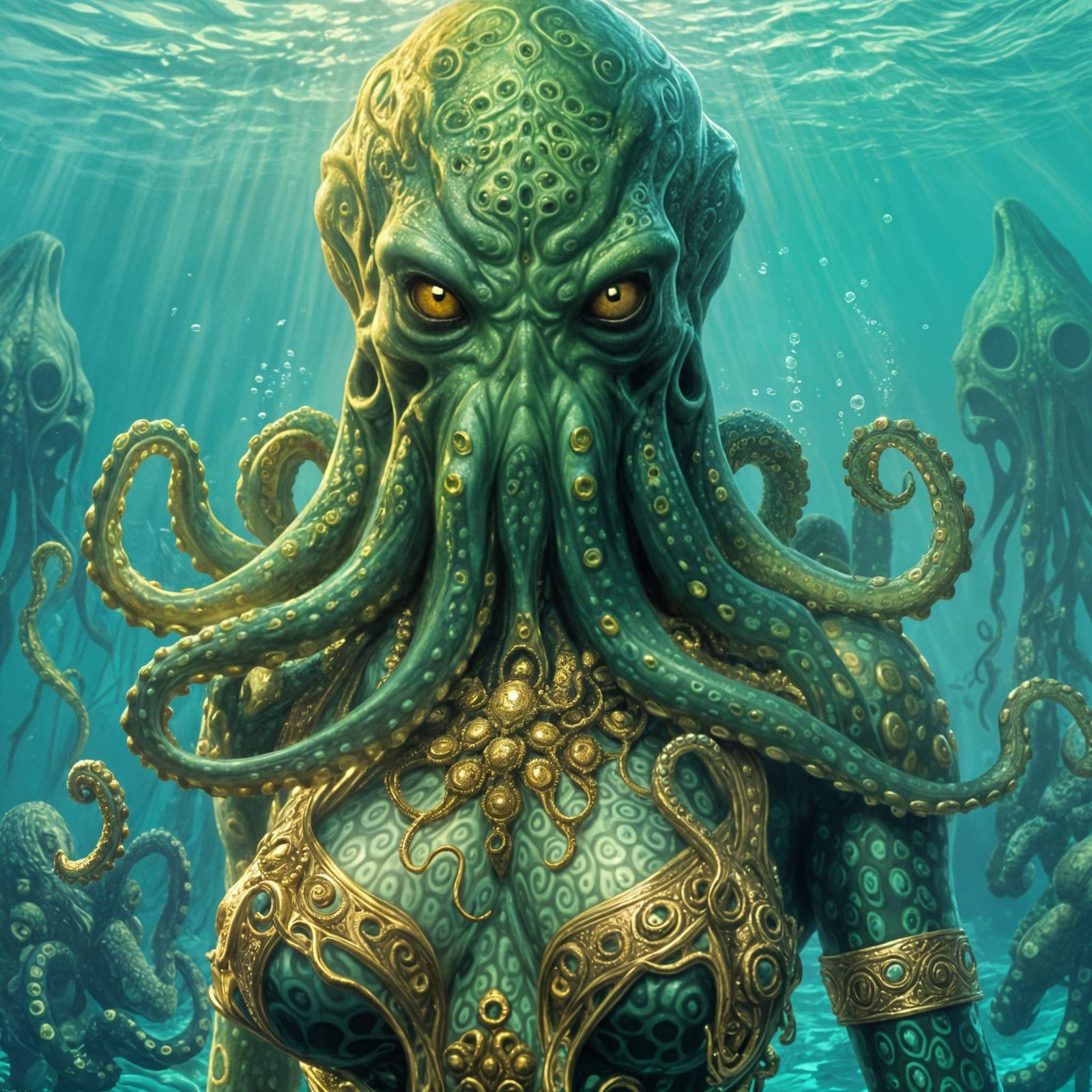 Beautiful Female Cthulhu in the Style of Oil Painting