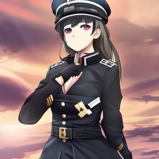 Anime Girl in German Officer Uniform
