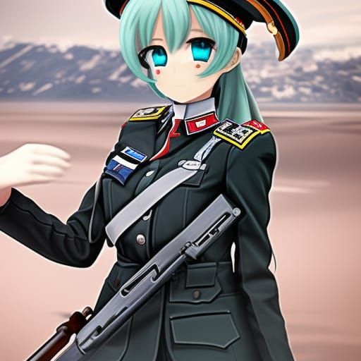 Anime Girl German Officer in Girl's Frontline Style