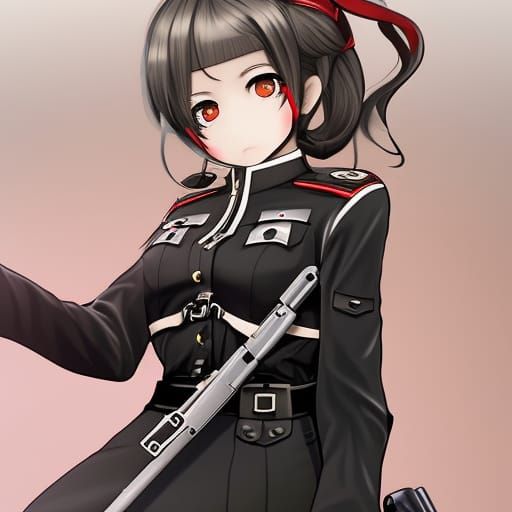 Anime Girl German Officer in Girl's Frontline Style