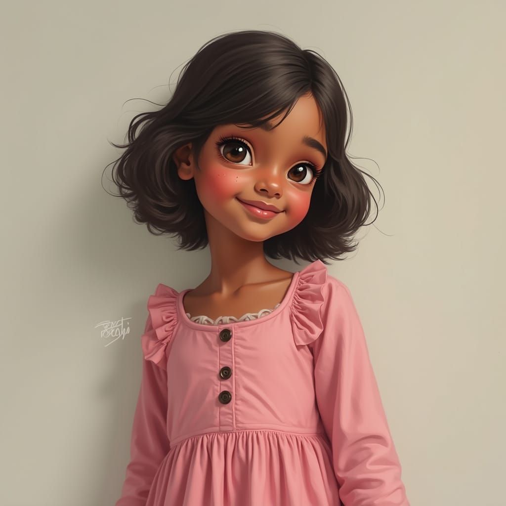 Somali Girl Portrait in Soft Realism Style