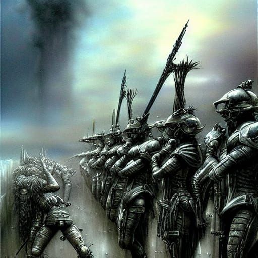 Soldiers Prepare for Battle: A Sci-Fi Fantasy