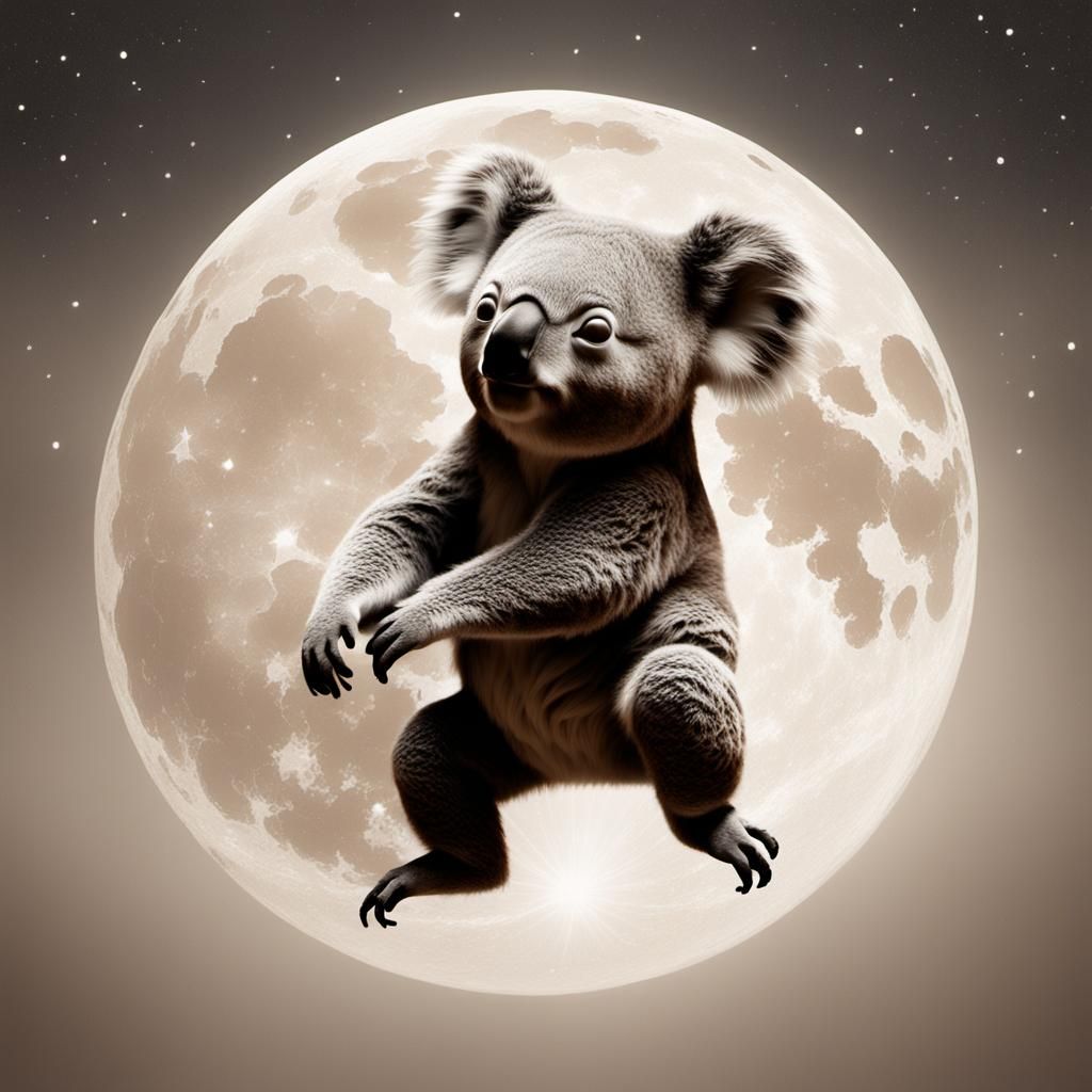 Koala's Ethereal Dance on the Moon
