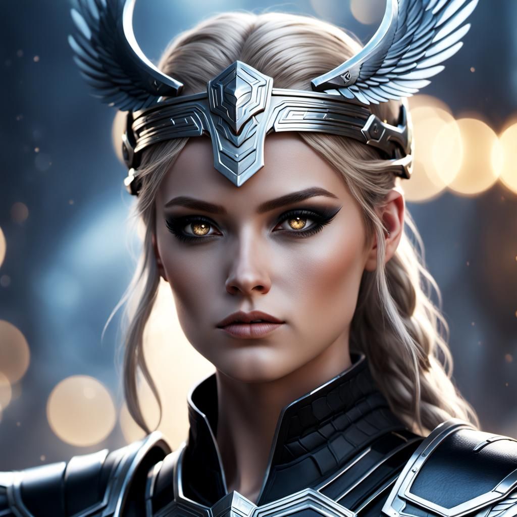 Hyperdetailed AI Valkyrie in Biopunk Style