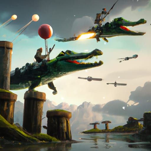 Crocodiles with Rocket Launchers: Epic Digital Painting