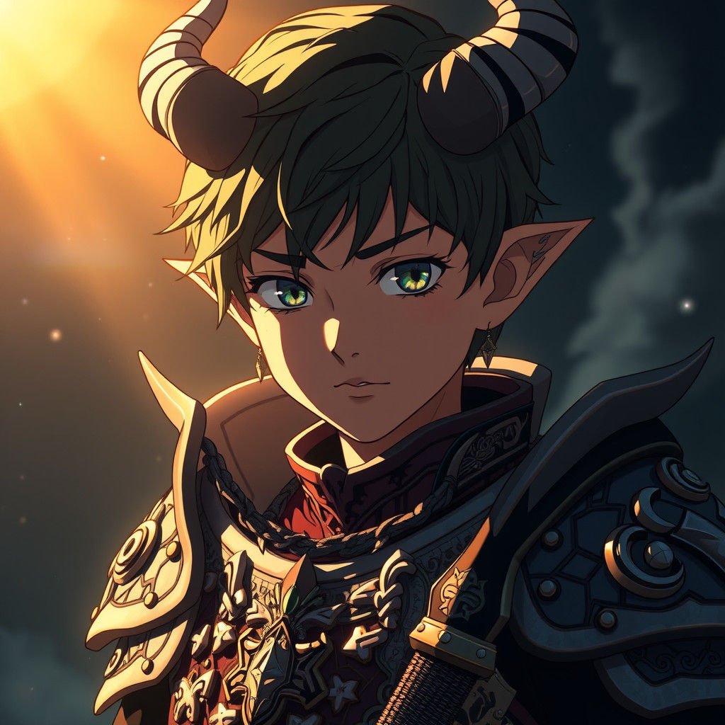 Anime Demon Warrior in Gothic Armor Concept Art