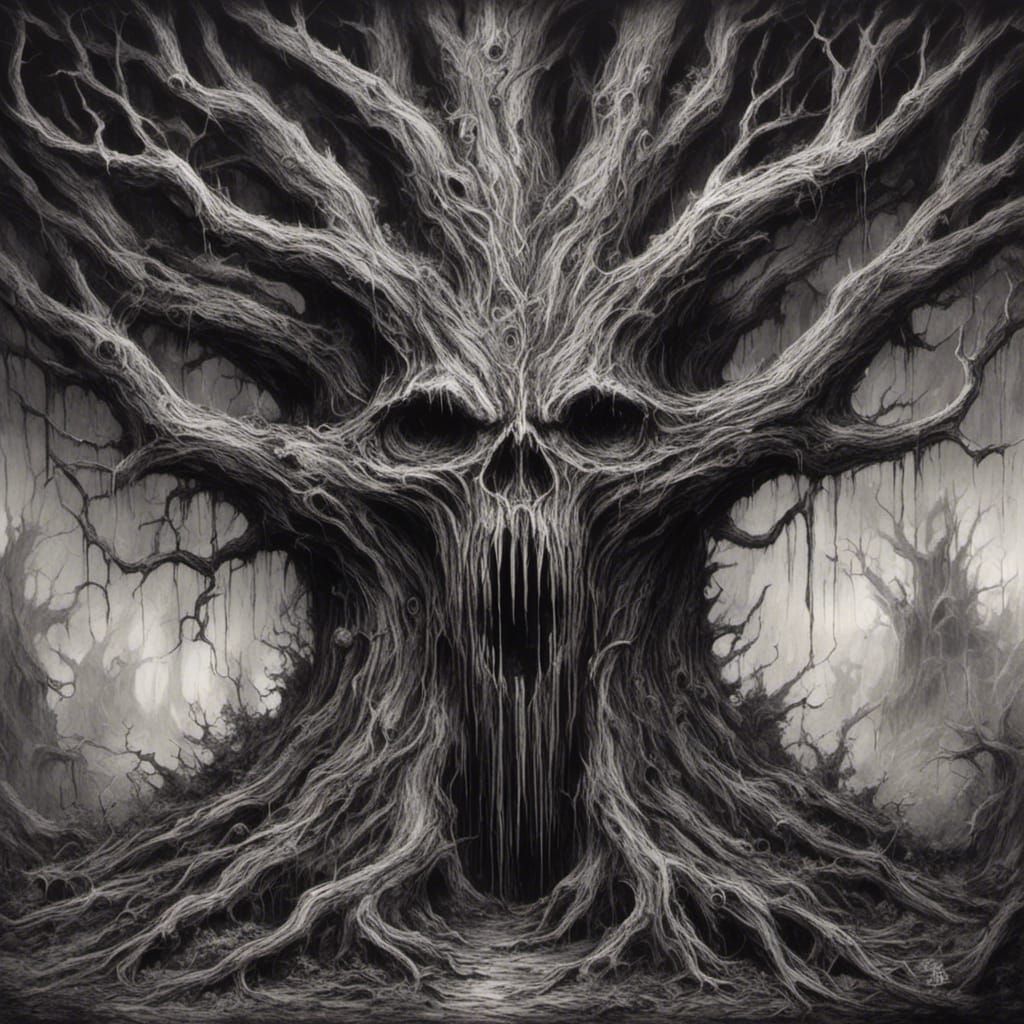 Hyperdetailed Charcoal Tree Slice in Black and White