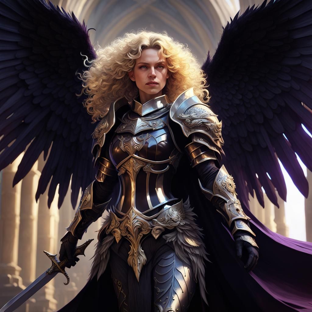Queen in Black Armor with Wings: Dark Fantasy Art