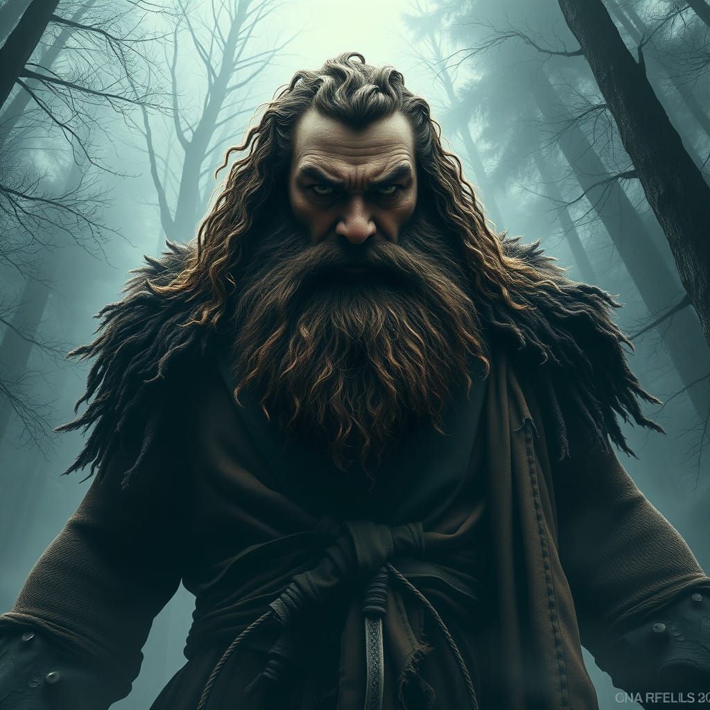 Mystical Forest Warrior in a Tattered Robe