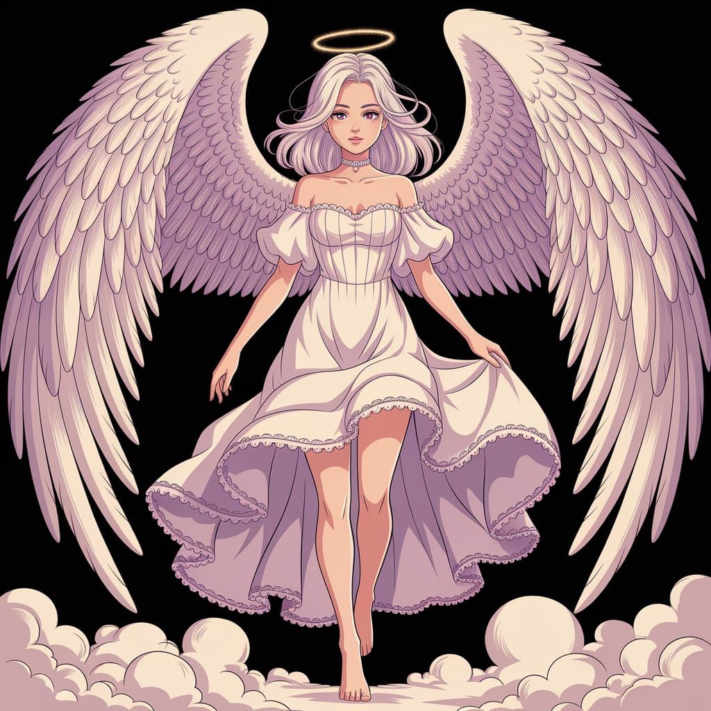 Angel on Cloud Fantasy Illustration