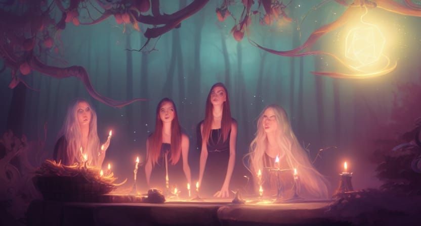 Magical Witches' Coven in Ethereal Fantasy World