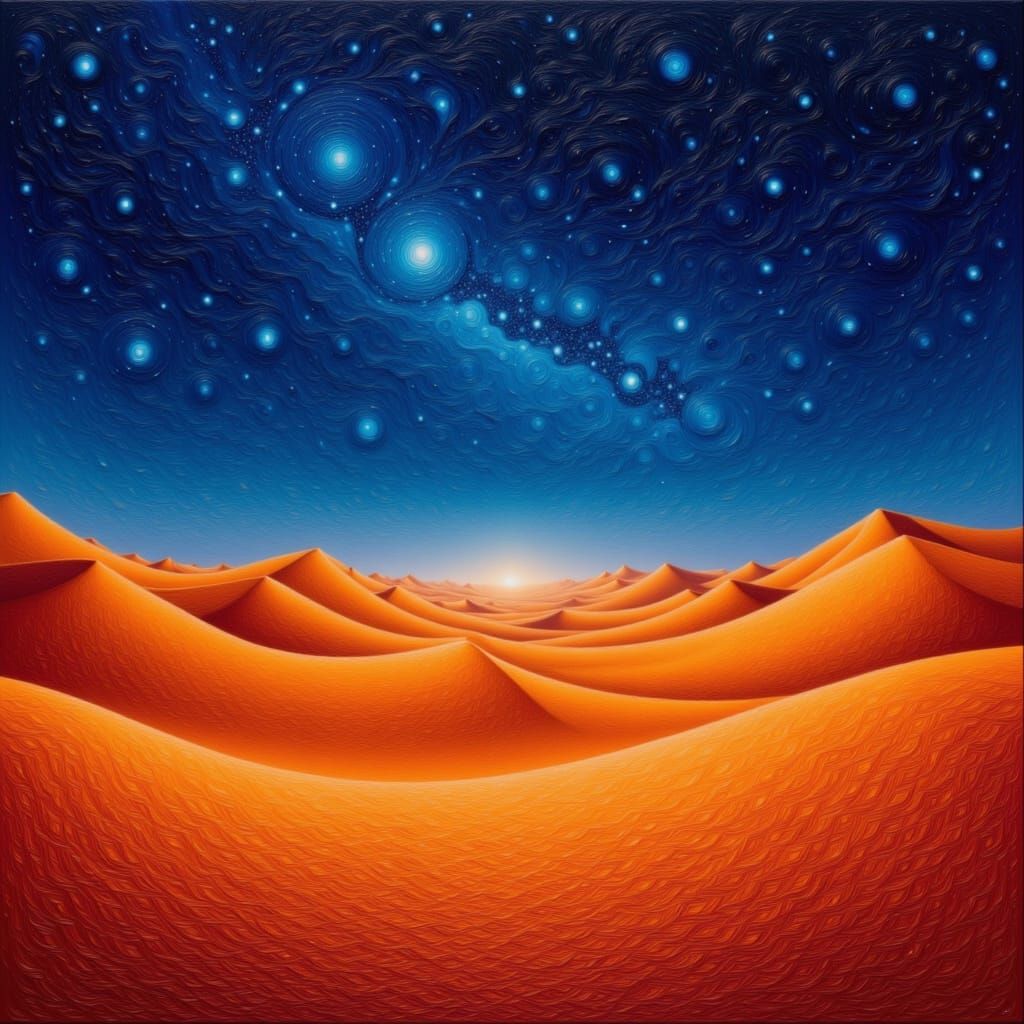 Terracotta Desert Under Midnight Sky as Digital Art