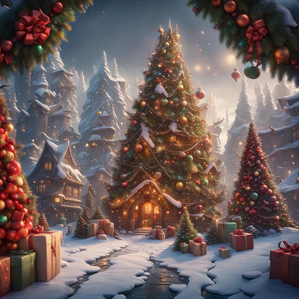 Funny Unconventional Christmas Tree: Detailed Matte Painting