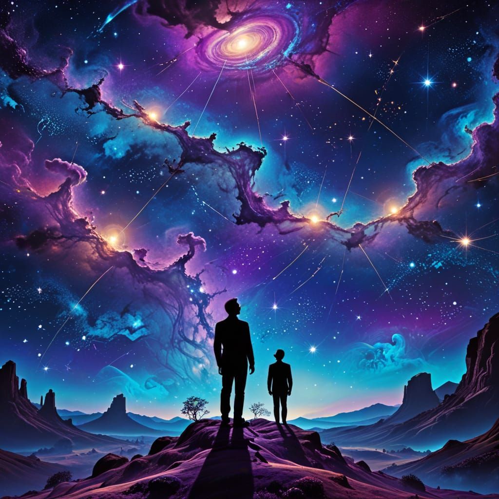 Cosmic Contemplation in Vibrant Galaxy