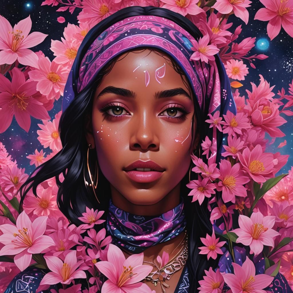 Enchanted Flowers in Pink Galaxy: Concept Art