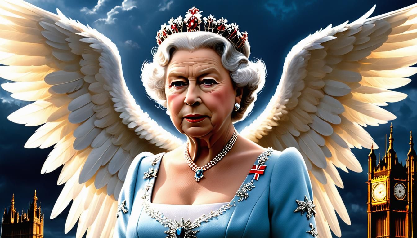 Queen Elizabeth II as Angel in Digital Painting