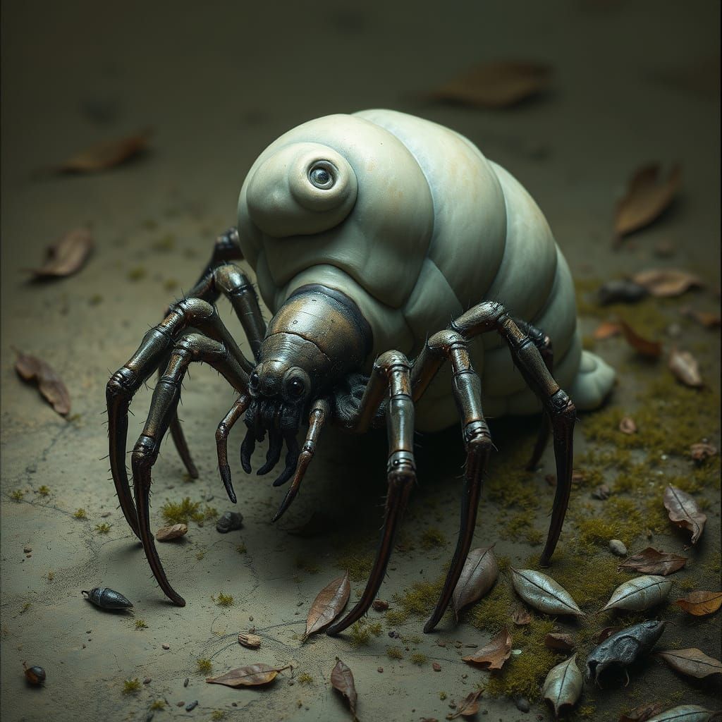 Dreamlike Spider Slug Hybrid in Surrealist Style