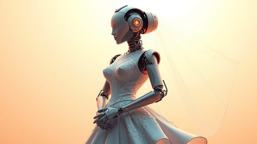 Futuristic Robot Bride in Avant-Garde Gown