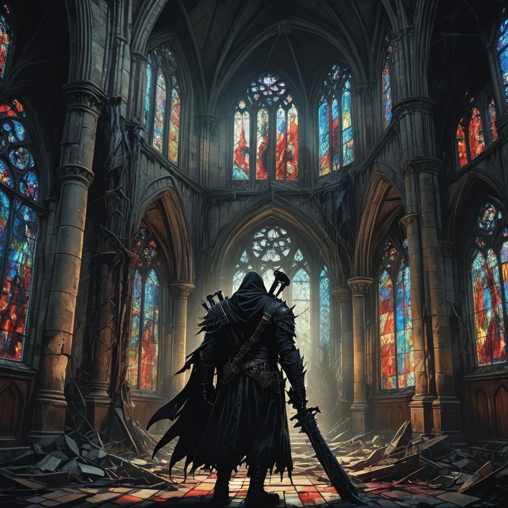 Gothic Horror: Monster and Hunter in Abandoned Church