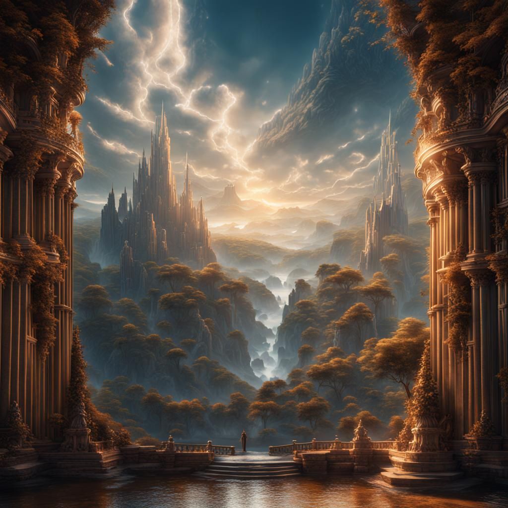 Heavenly Vista in Detailed Matte Painting