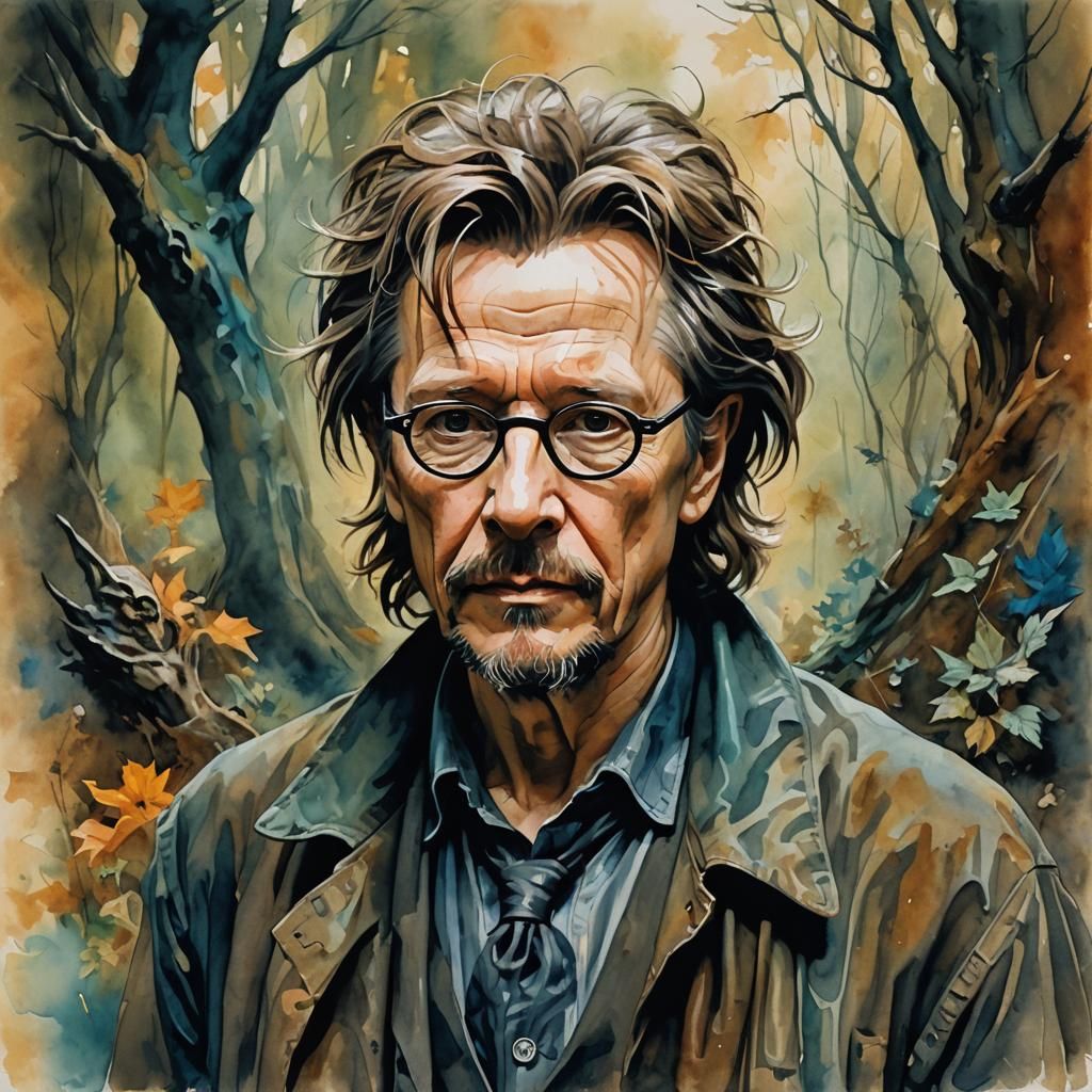 Brian Froud Style Portrait in Gouache