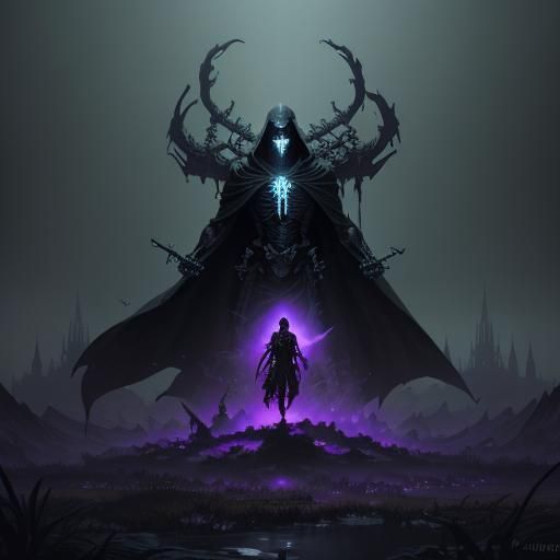 Black Skeleton Warrior in Dark Fantasy Style