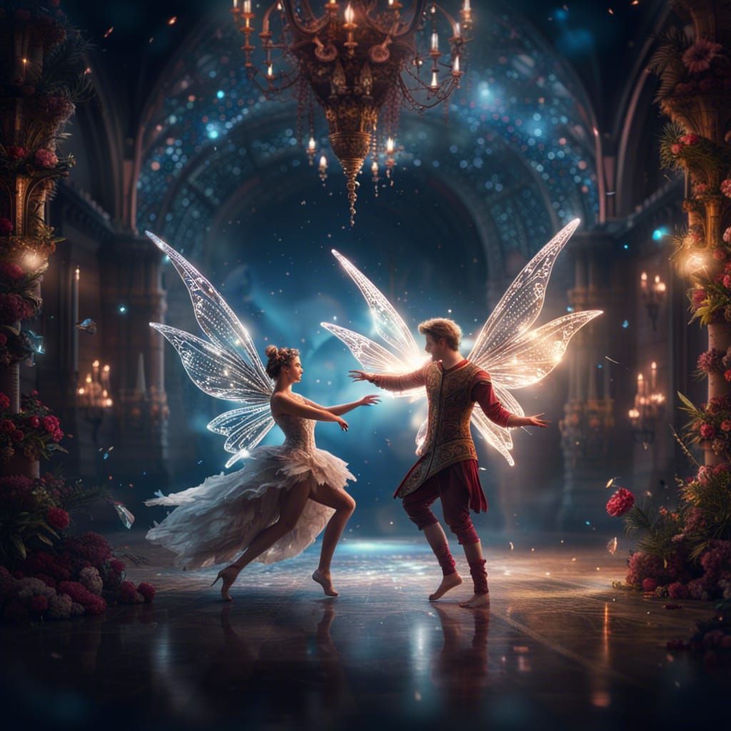 Diamond Fairy and Fairy Prince Dancing: Digital Art