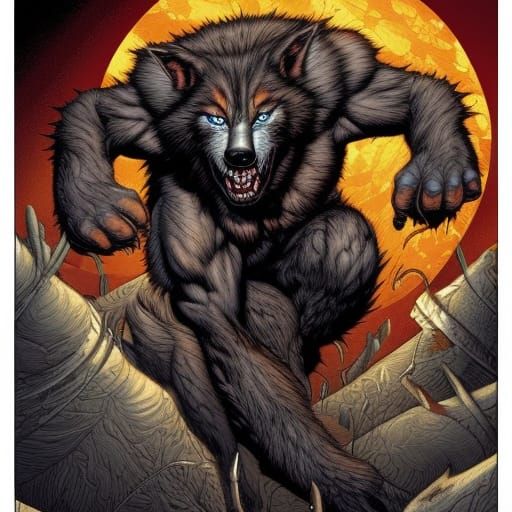 Werewolf in Comic Book Art Style