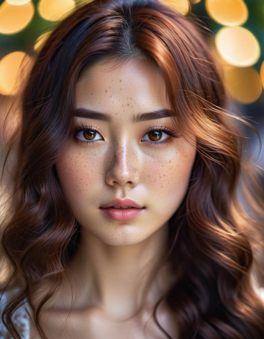 Beautiful Half-Japanese Woman Portrait in Watercolour Style