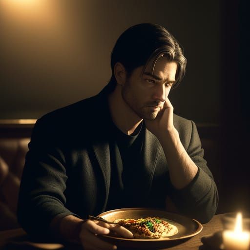 Golden Hour Dining in a Dimly Lit Restaurant