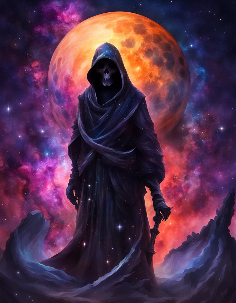 Epic Galaxy Reaper Silhouette in Space