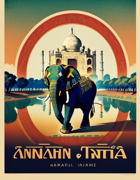 Vintage Travel Poster: The Taj Mahal, India