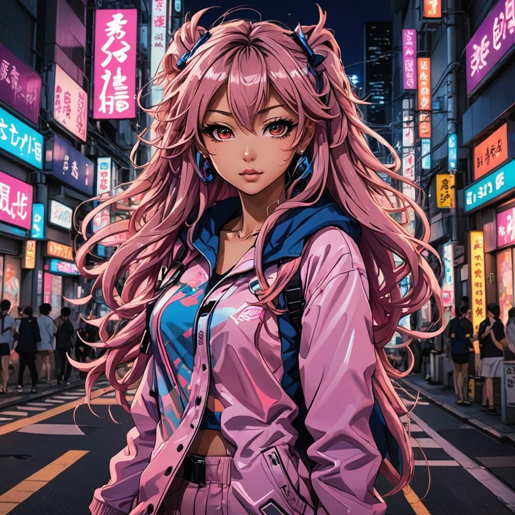 Gyaru Girl in Tokyo: Anime Illustration