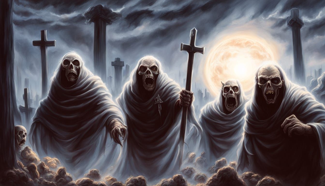 Divine Horror: Angry Dead in Charcoal Drawing