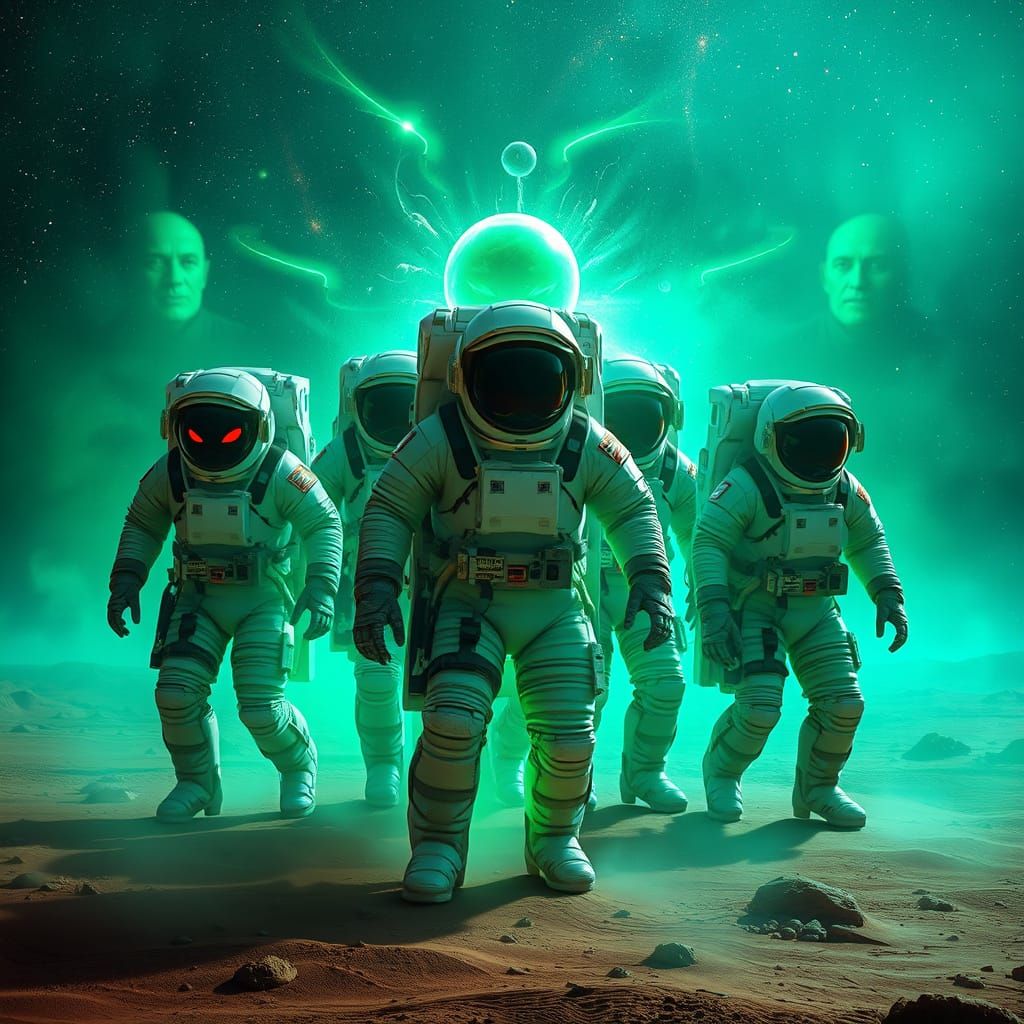 Astronauts on Mars with Hidden Martian Manhunter