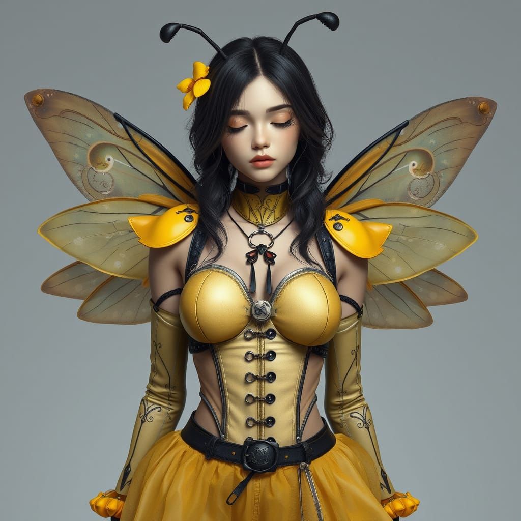 Bumble Bee Woman in Hyperrealistic Digital Art