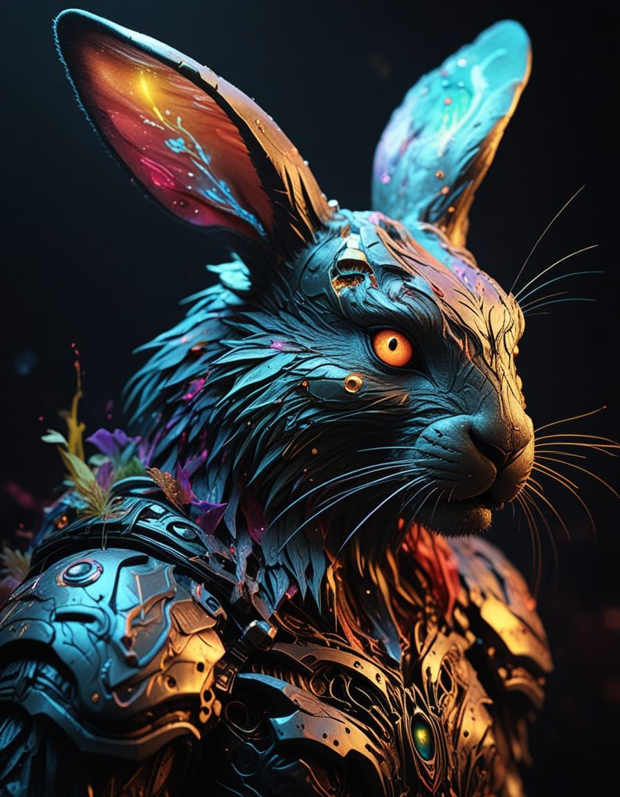 Ethereal Cosmic Easter Bunny in Hyper-Realistic Dreamlike Sc...