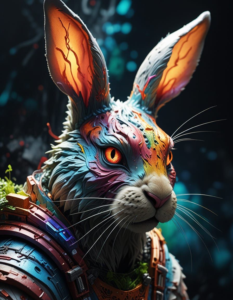 Surreal Cosmic Easter Bunny in Hyper-Realistic Digital Art