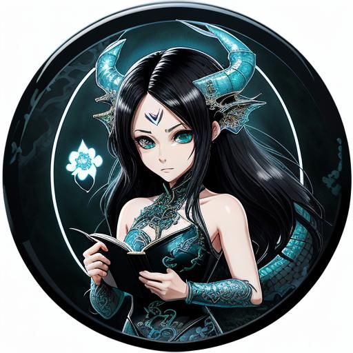 Bioluminescent Dragon Girl in Anime Style