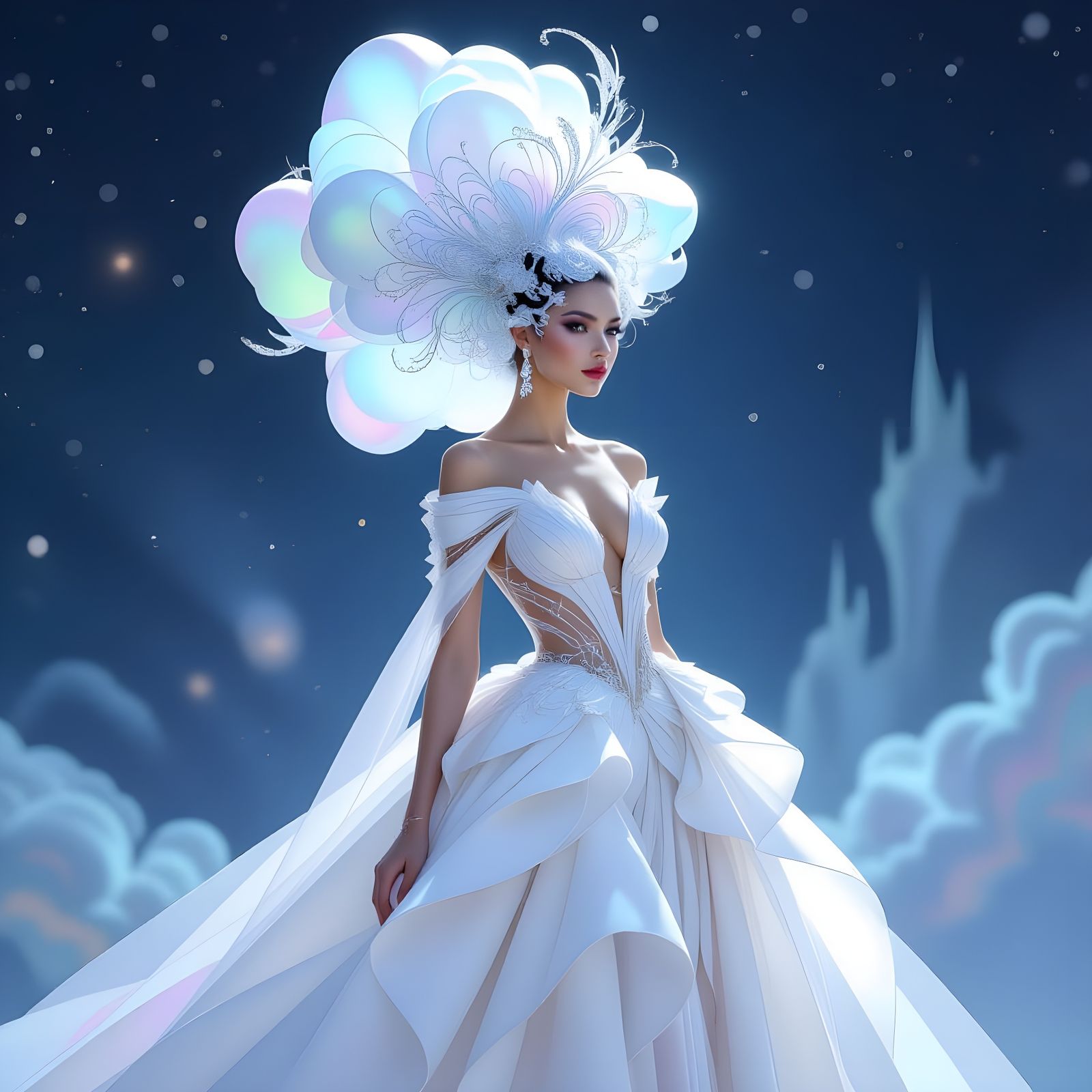 Cloud Hairstyle: Futuristic Fashion Illustration