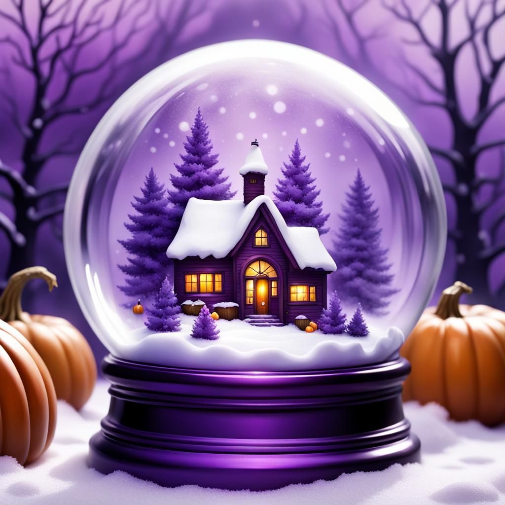 Thanksgiving Snow Globe in Purple Fantasy Fog