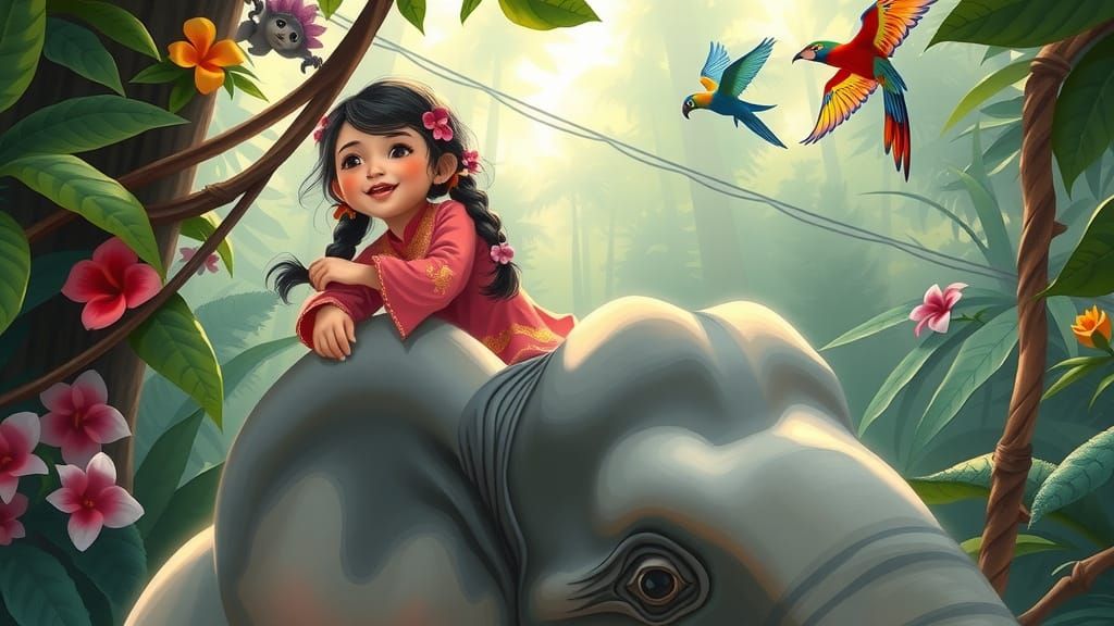 Whimsical Jungle Adventure in Vibrant Colors