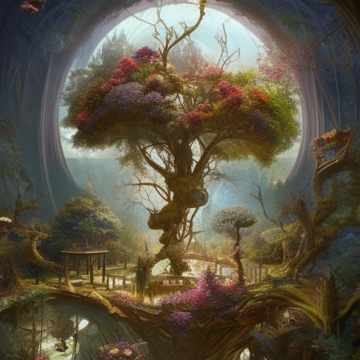 Celestial Botanical Garden in a Jar: Digital Art